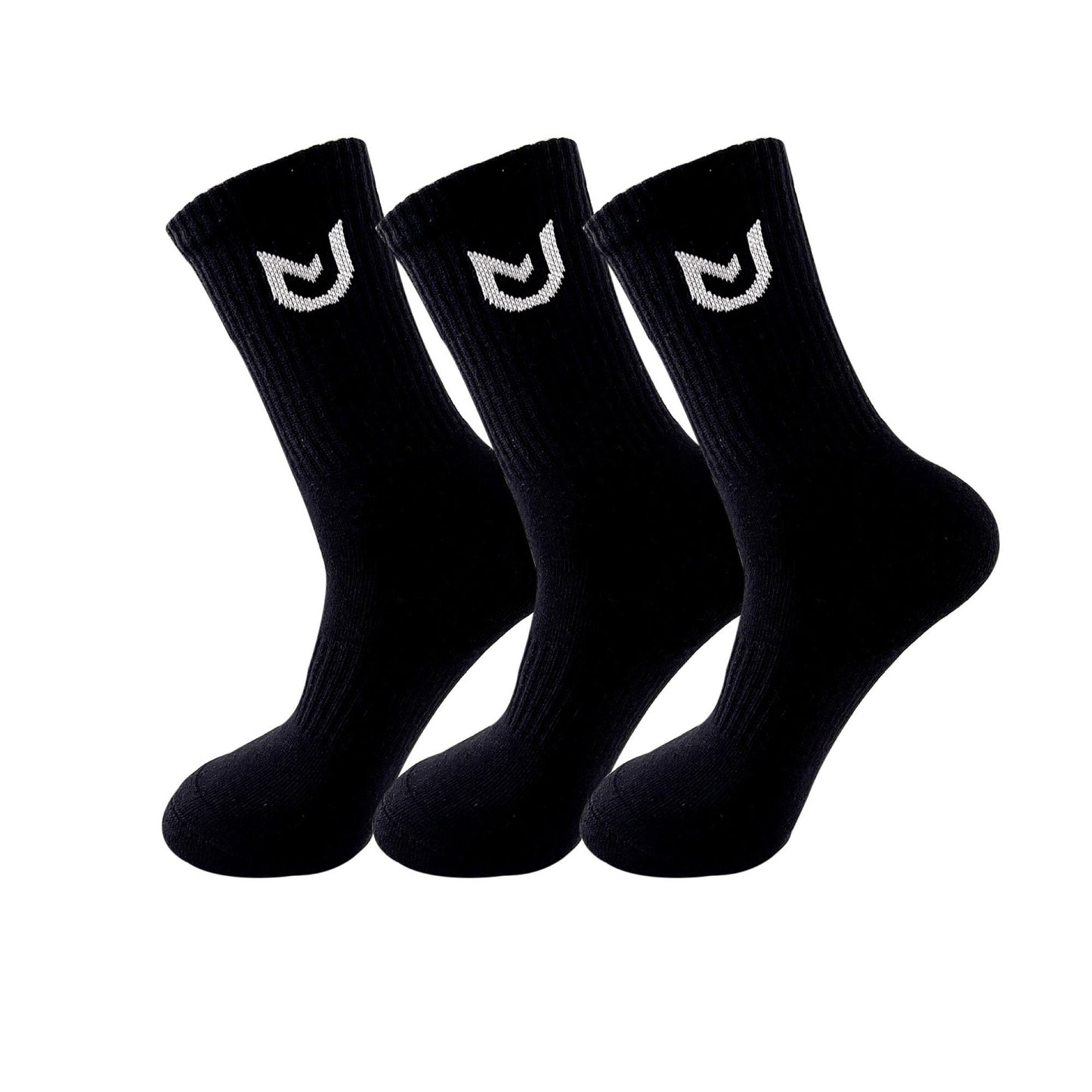 Unisex black socks, breathable material and fit for everyday wear and workouts.