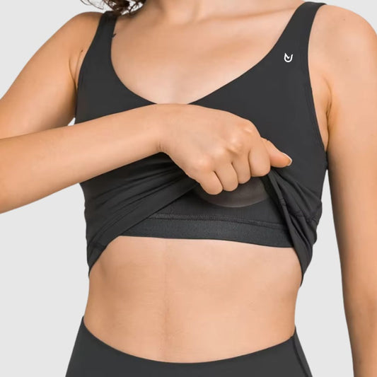 Active Fit Crop Top built-in sports bra black for high-impact gym workouts