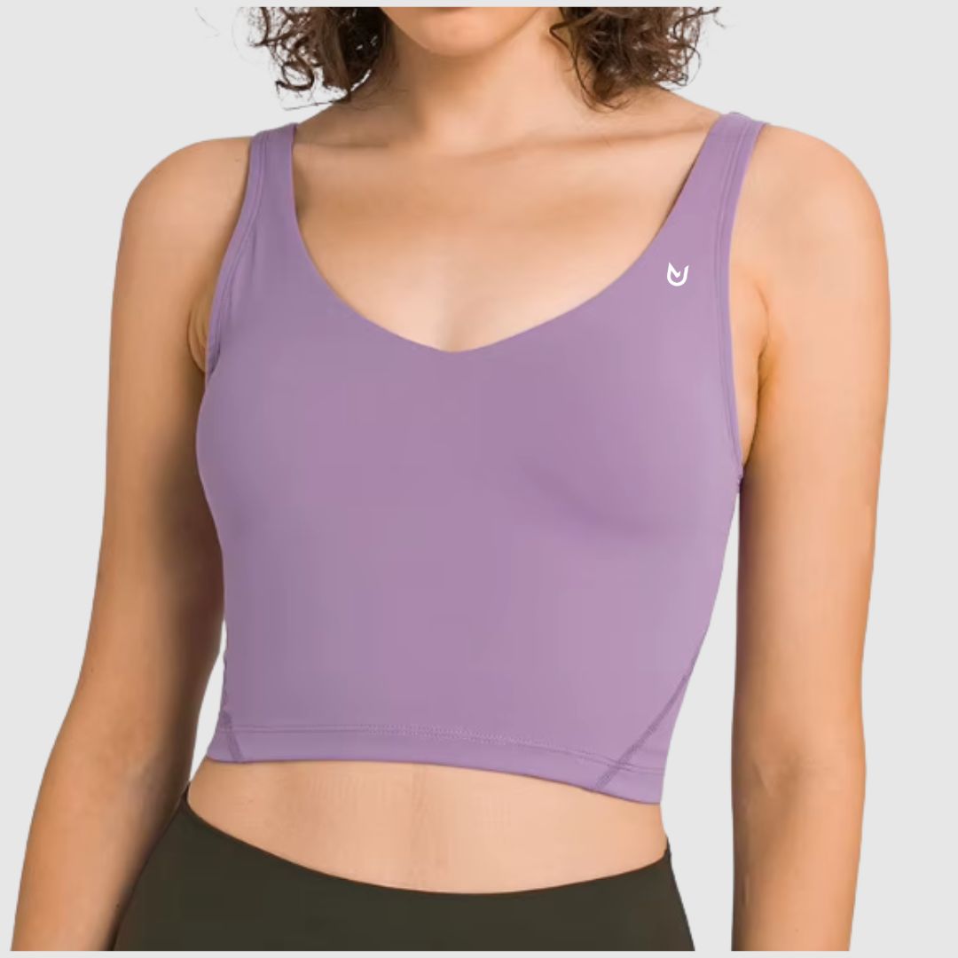 Active Fit Crop Top built-in sports bra purple for yoga and athleisure