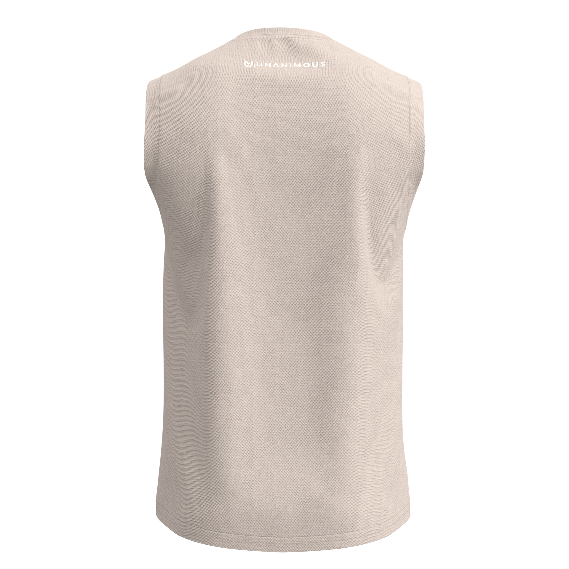 Back view of Men Performance Sleeveless T-Shirt beige  