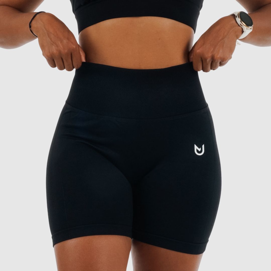 Scrunch Shorts Black by UNANIMOUS — high‑waisted seamless workout shorts for women