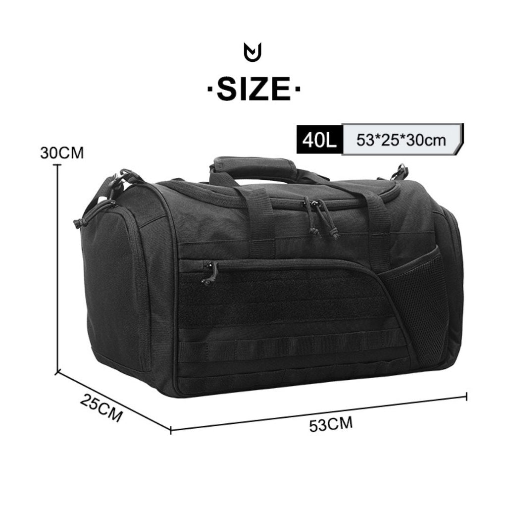 Black sport bag – front view on white background