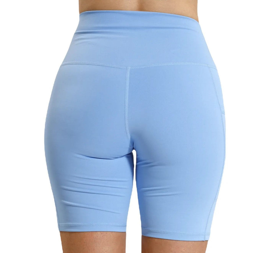 Cloud Blue Cycling Shorts during workout — squat‑proof & stylish