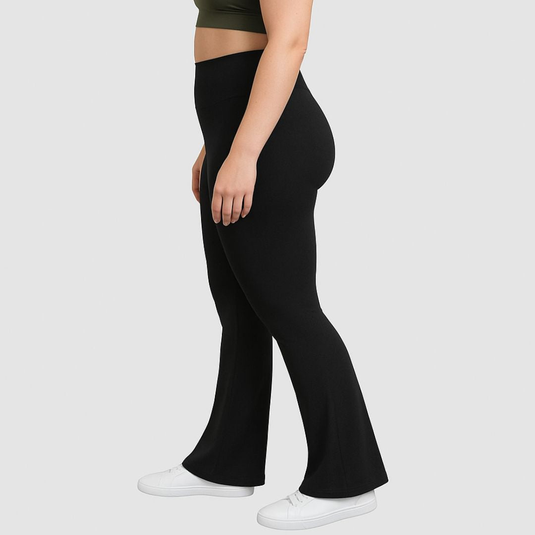 Flared Leggings Black high-waisted gym & athleisure bottoms by UnanimousWear