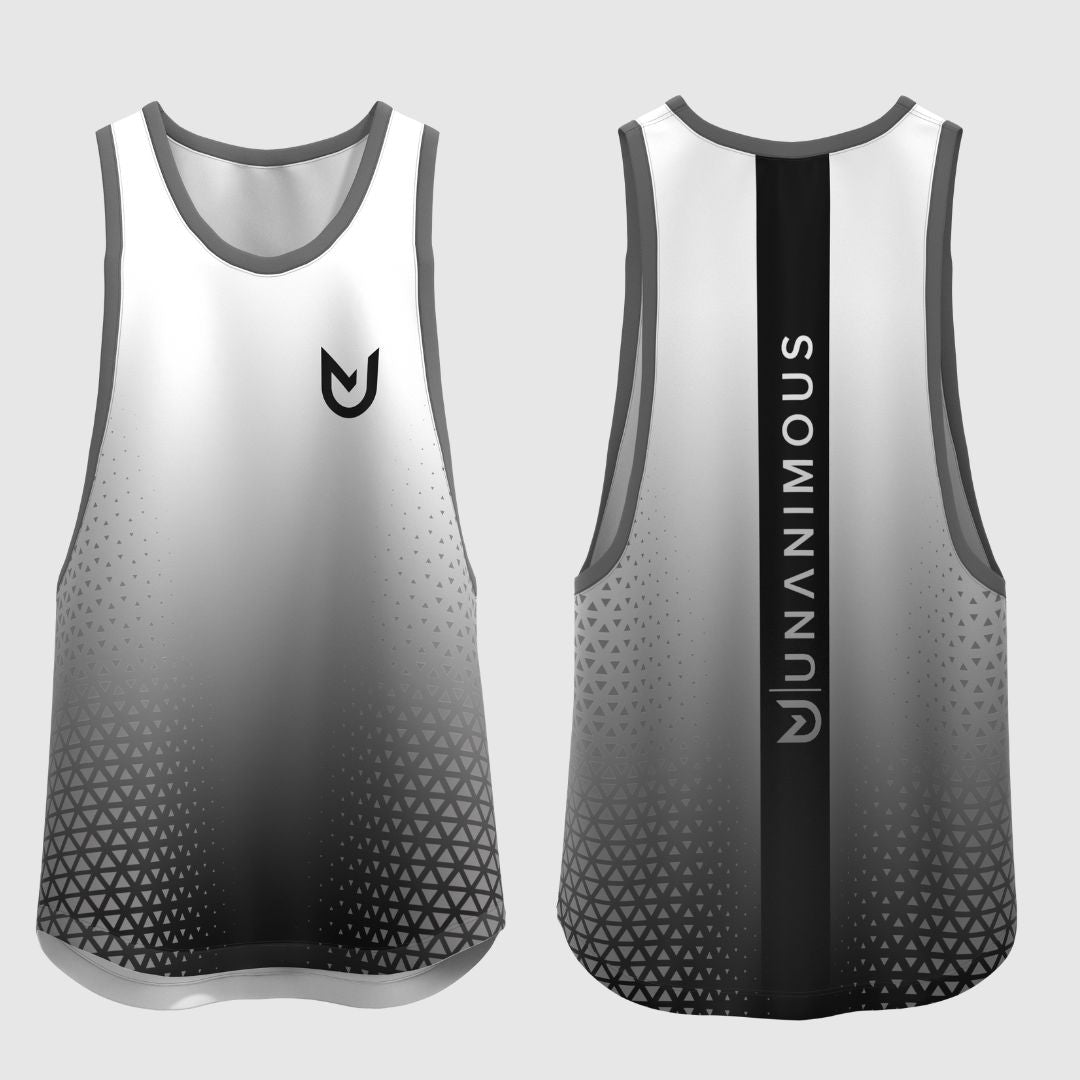 Front and back view of the black fade gradient muscle tanktop design.