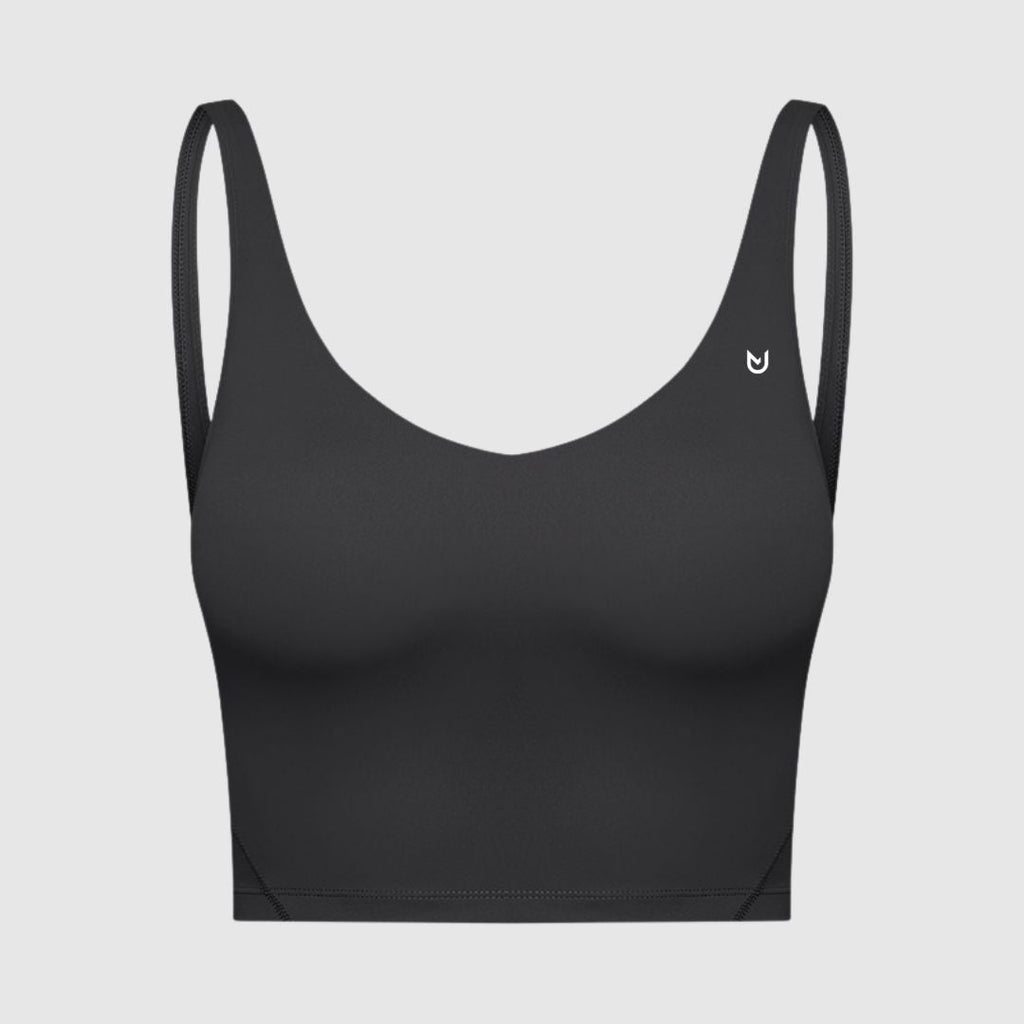 Front view of Active Fit Crop Top built-in sports bra purple showing supportive crop length and sleek fit