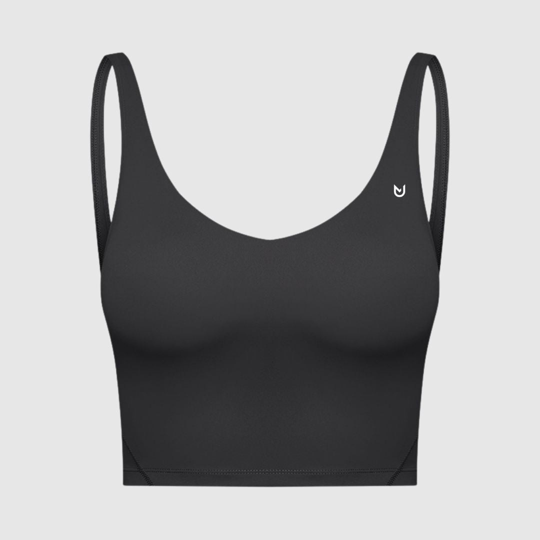 Front view of Active Fit Crop Top built-in sports bra purple showing supportive crop length and sleek fit