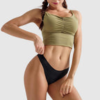 Front view of Seamless Sport Thong black showing smooth elastic waistband and minimal lines