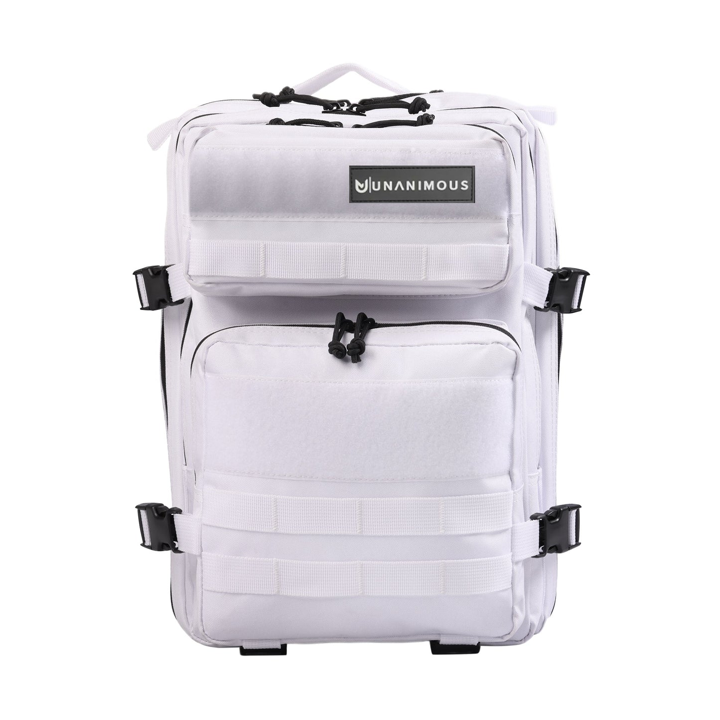 Front view of the Premium Tactic 25L backpack in clean bright white.