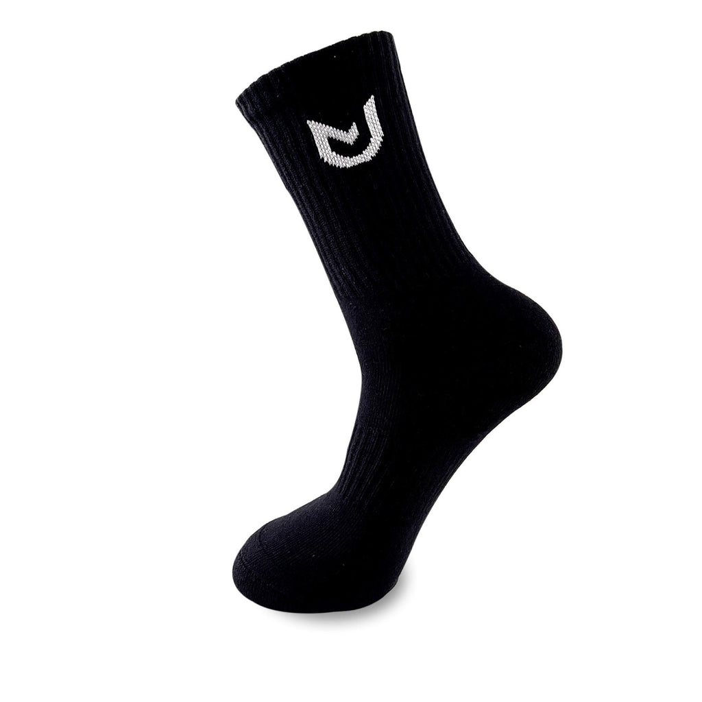 Pair of black basic performance socks, comfortable cotton blend for training.