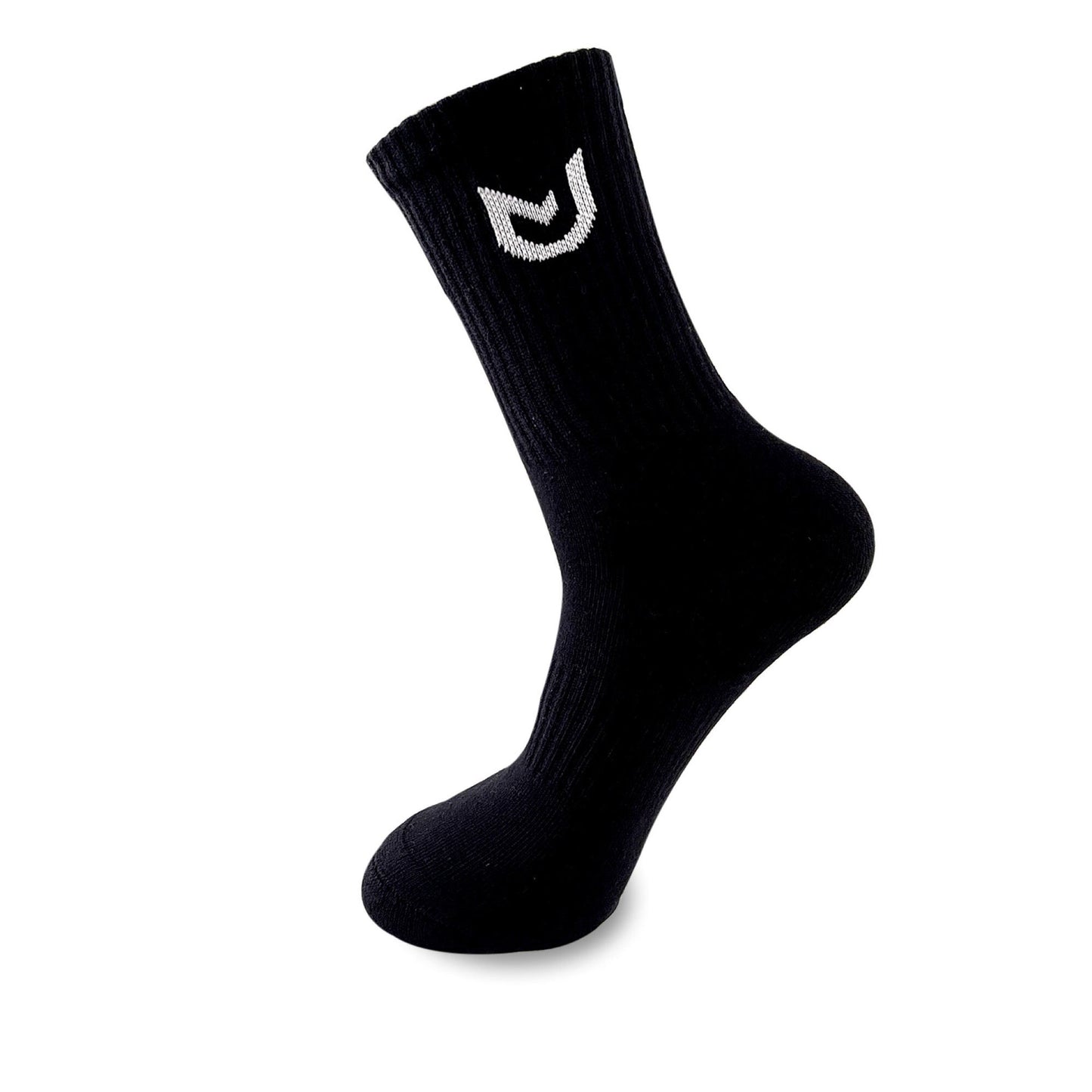 Pair of black basic performance socks, comfortable cotton blend for training.