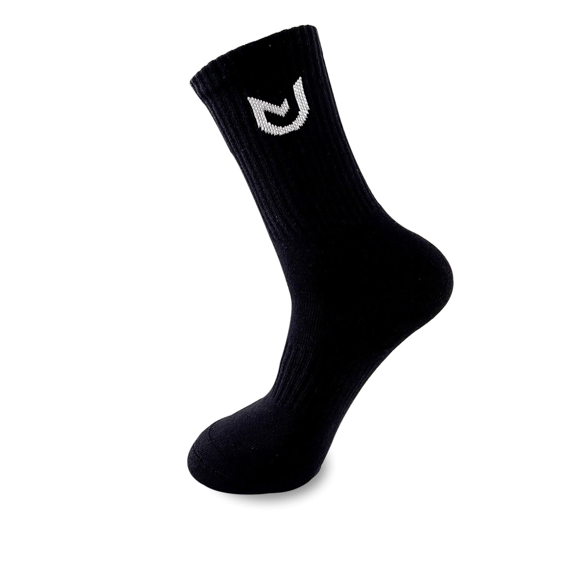 Pair of black basic performance socks, comfortable cotton blend for training.