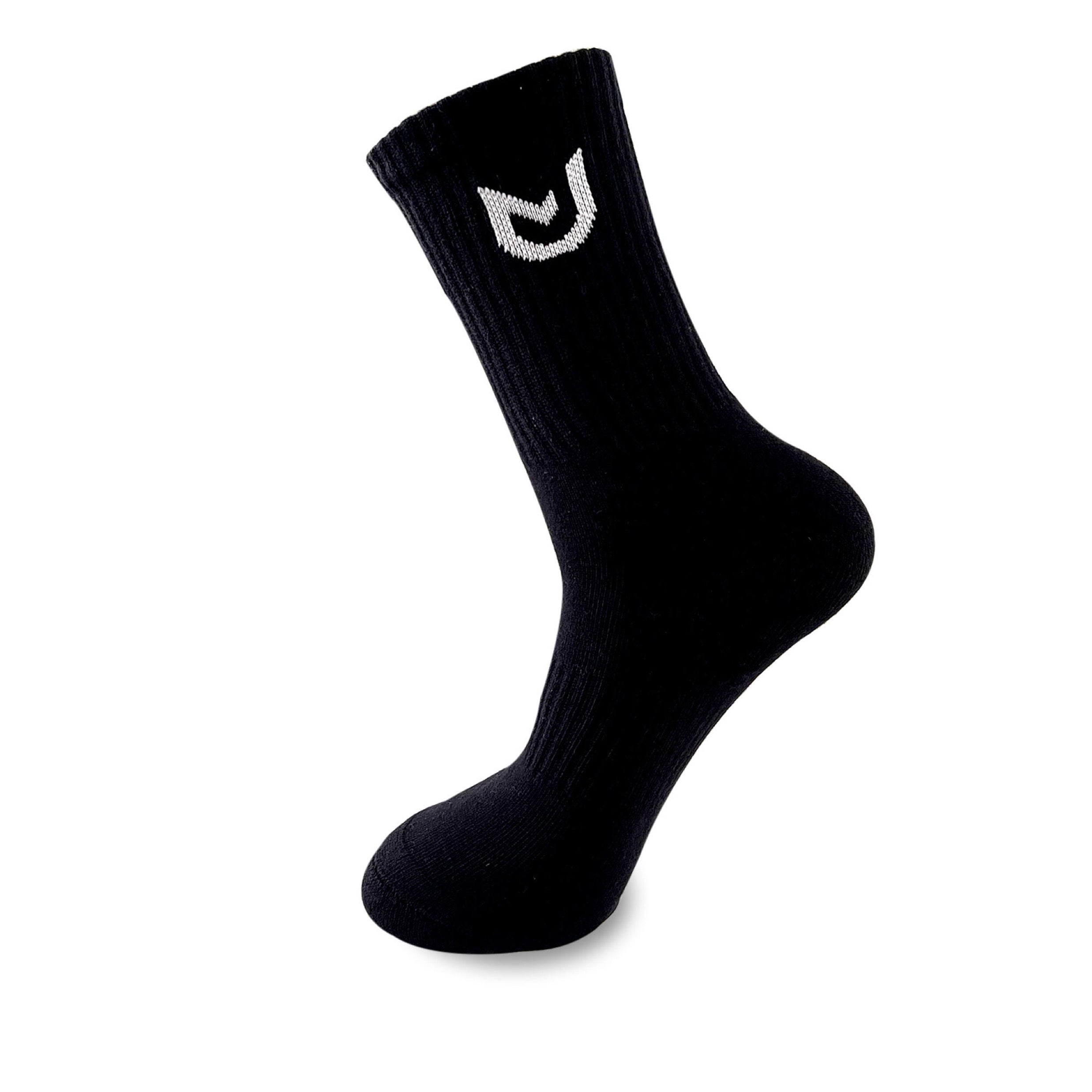 Pair of black basic performance socks, comfortable cotton blend for training.