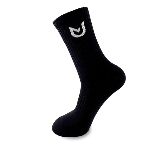 Pair of black basic performance socks, comfortable cotton blend for training.