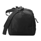 Side view of the durable black sports duffel bag (55x33x26 cm size).