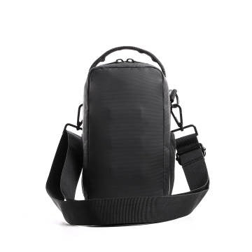 Sleek, lightweight profile of the black nylon sling bag for daily essentials.