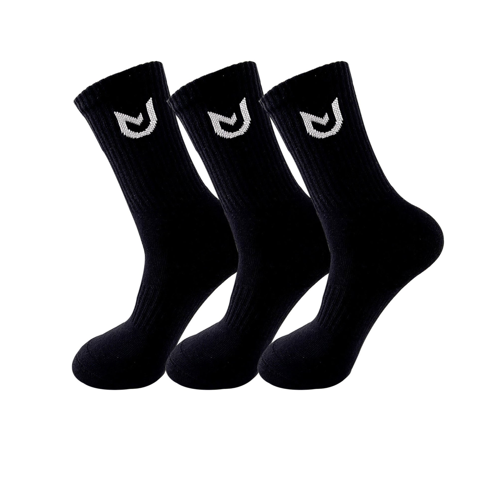 Unisex black socks, breathable material and fit for everyday wear and workouts.