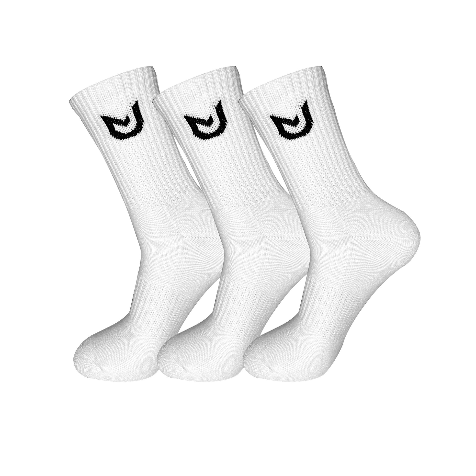 White performance socks, durable and quality construction for men and women.