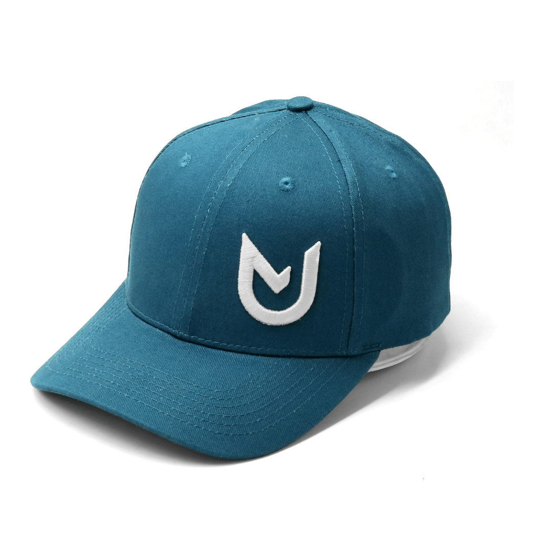 side view of Baseball Cap 3D Blue with adjustable strap and sleek design