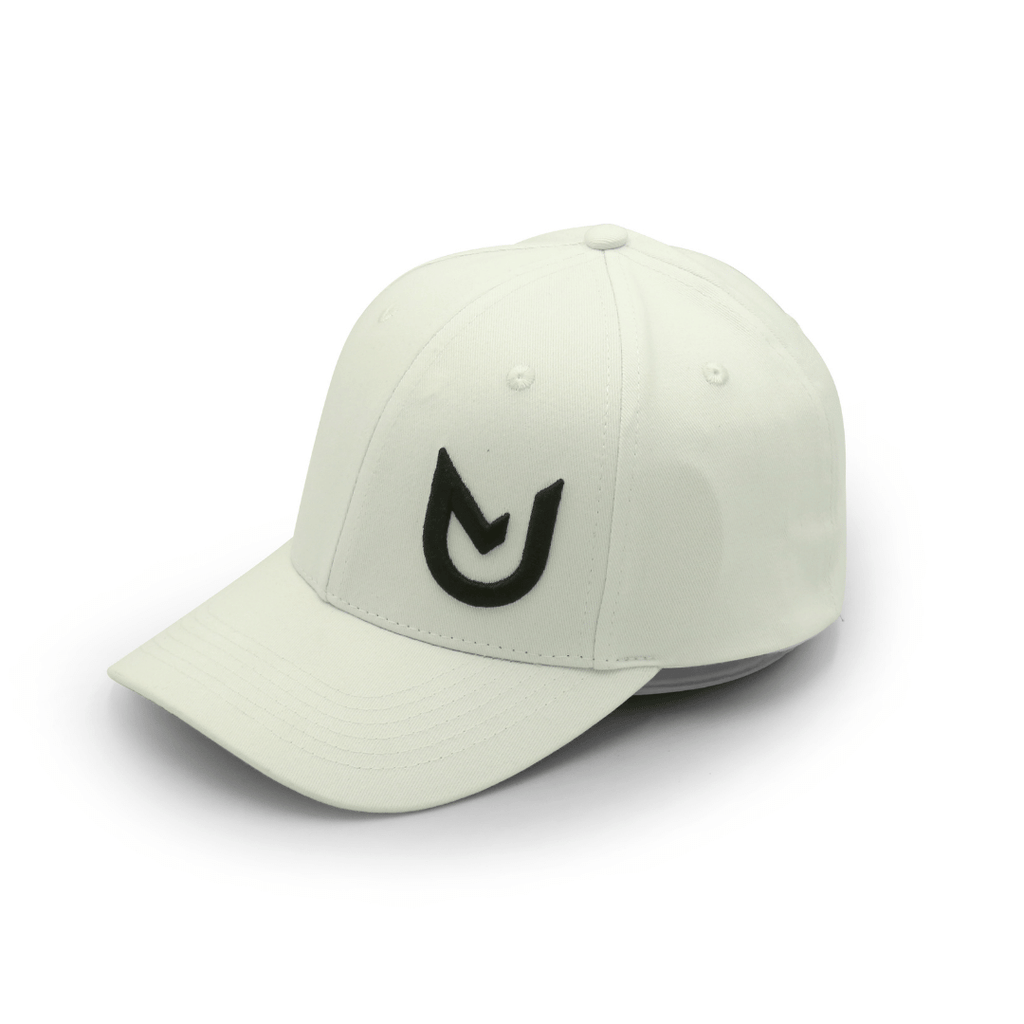 side view of Baseball Cap 3D White with adjustable strap and UNANIMOUS logo embroidery