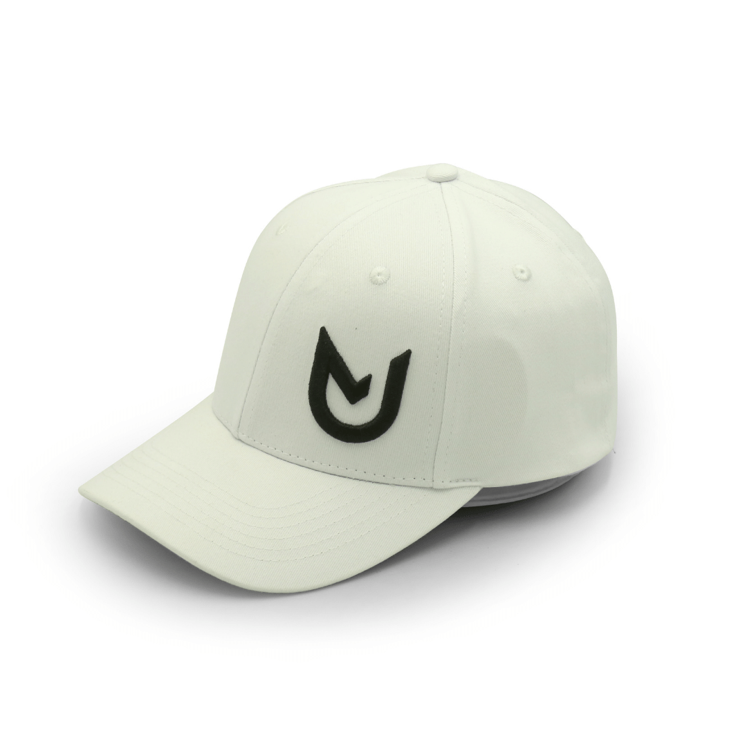 side view of Baseball Cap 3D White with adjustable strap and UNANIMOUS logo embroidery